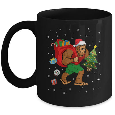Bigfoot Santa Carrying Christmas Bag Xmas Hat Mug | siriusteestore
