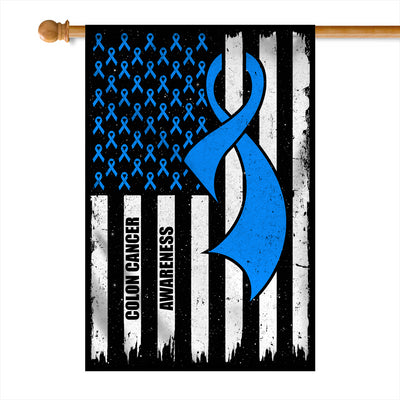 Colon Cancer Awareness America Flag Blue Ribbon | siriusteestore