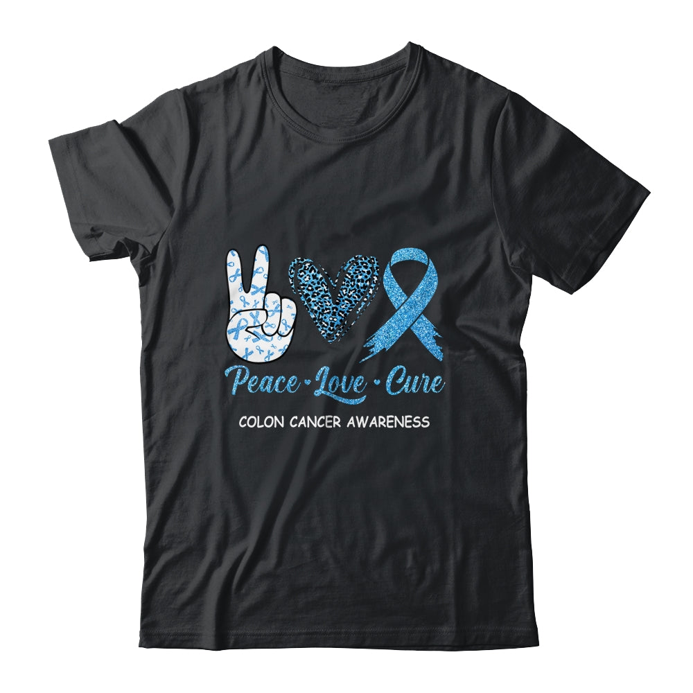 Colon Cancer Awareness Peace Love Cure Leopard Shirt & Hoodie | siriusteestore