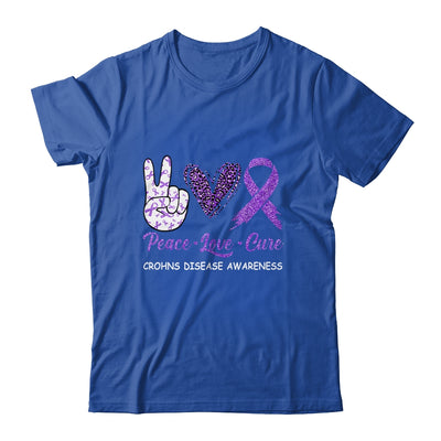Crohns Disease Awareness Peace Love Cure Leopard Shirt & Hoodie | siriusteestore