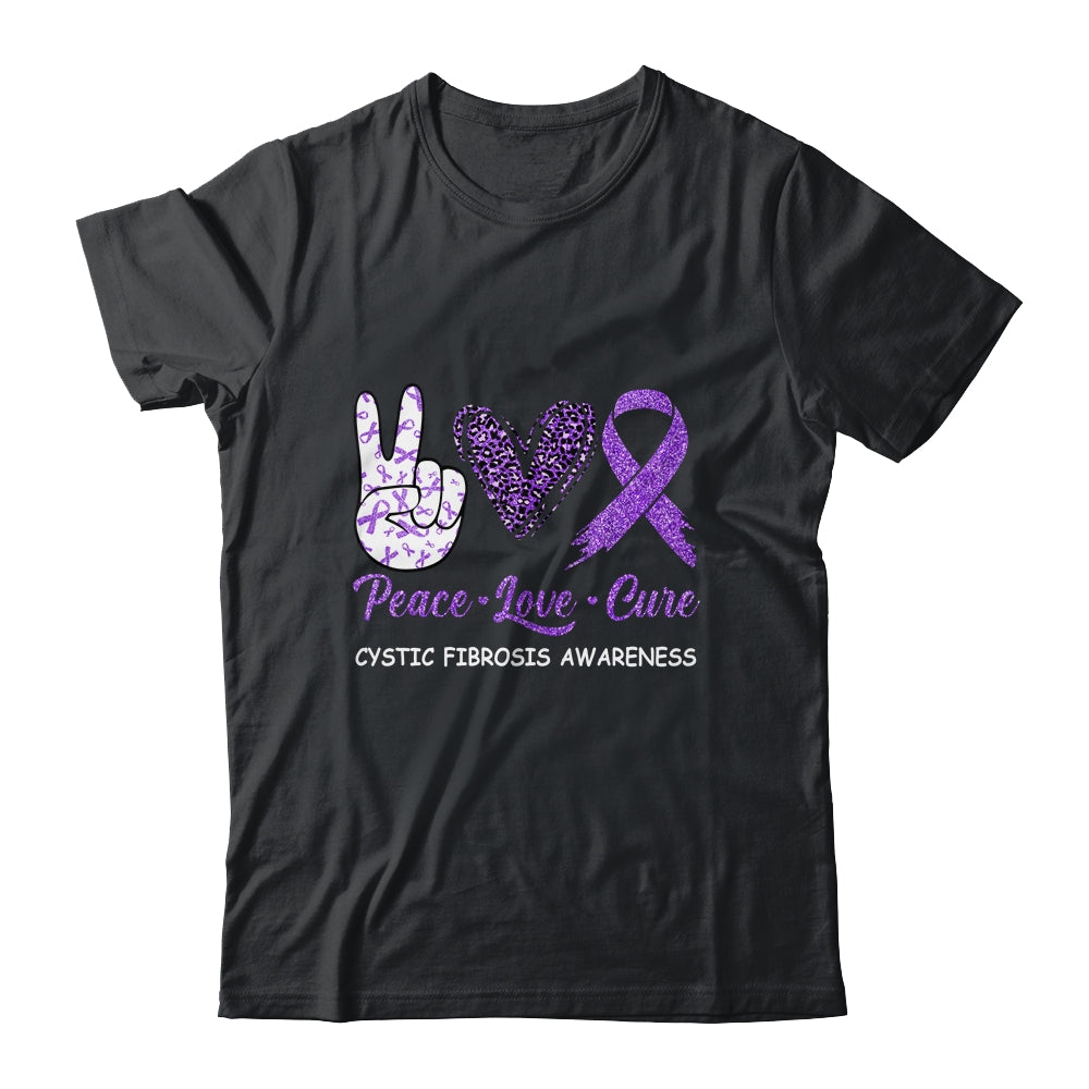 Cystic Fibrosis Awareness Peace Love Cure Leopard Shirt & Hoodie | siriusteestore