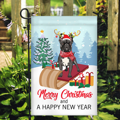 Dog French Bulldog Christmas Flag Merry Christmas and Happy New Year Welcome Gift for Dog Lovers | siriusteestore