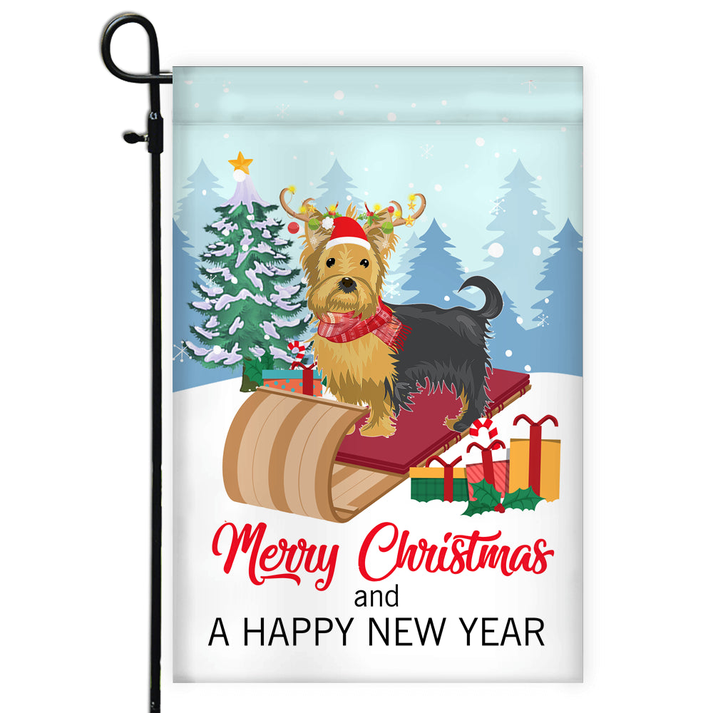 Dog Yorkie Christmas Flag Merry Christmas and Happy New Year Welcome Gift for Dog Lovers | siriusteestore