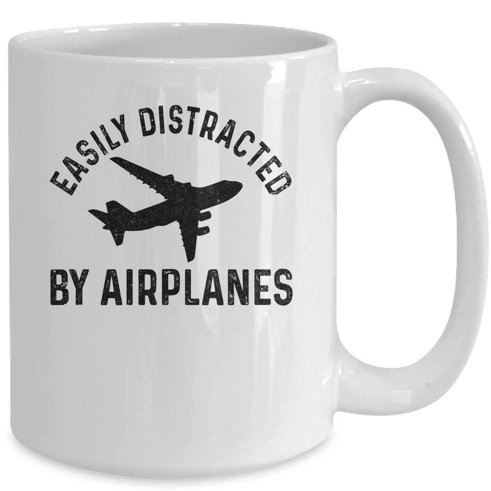 Easily Distracted By Airplanes Funny Pilot Flying Mug | siriusteestore