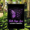 Faith Hope Love Butterfly Alzheimer's Awareness Flag Purple Ribbon | siriusteestore