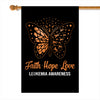 Faith Hope Love Butterfly Leukemia Cancer Awareness Flag Orange Ribbon | siriusteestore