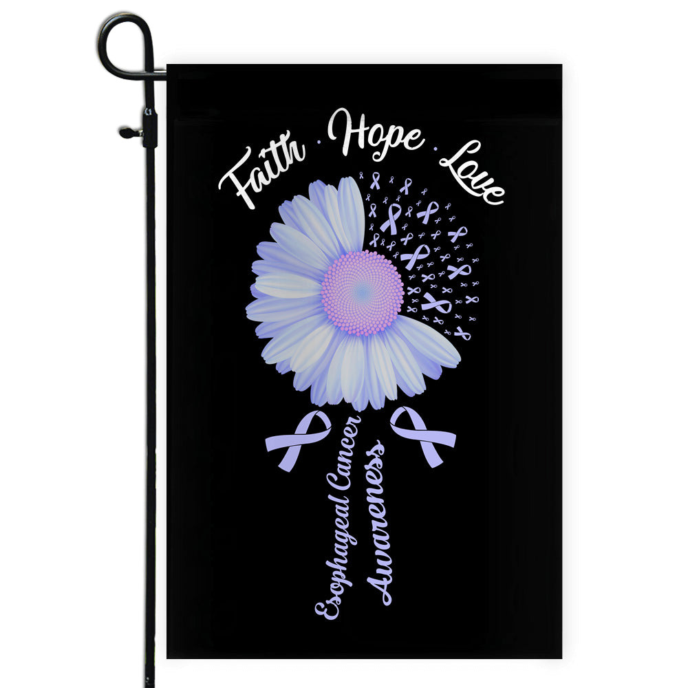 Faith Hope Love Esophageal Cancer Awareness Flag Daisy Flower Periwinkle Ribbon | siriusteestore