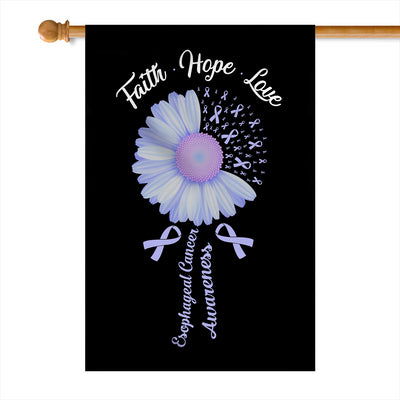 Faith Hope Love Esophageal Cancer Awareness Flag Daisy Flower Periwinkle Ribbon | siriusteestore
