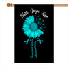 Faith Hope Love Ovarian Cancer Awareness Flag Daisy Flower Teal Ribbon | siriusteestore