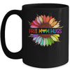Free Mom Hugs Gay Pride LGBT Sunflower Rainbow Flower Mug | siriusteestore