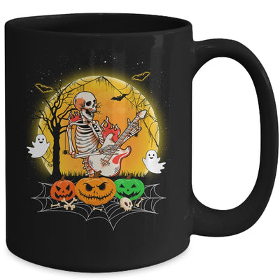 Funny Halloween Funny Skeleton Playing Guitar Pumpkin Boo Mug | siriusteestore