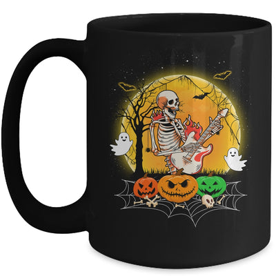 Funny Halloween Funny Skeleton Playing Guitar Pumpkin Boo Mug | siriusteestore