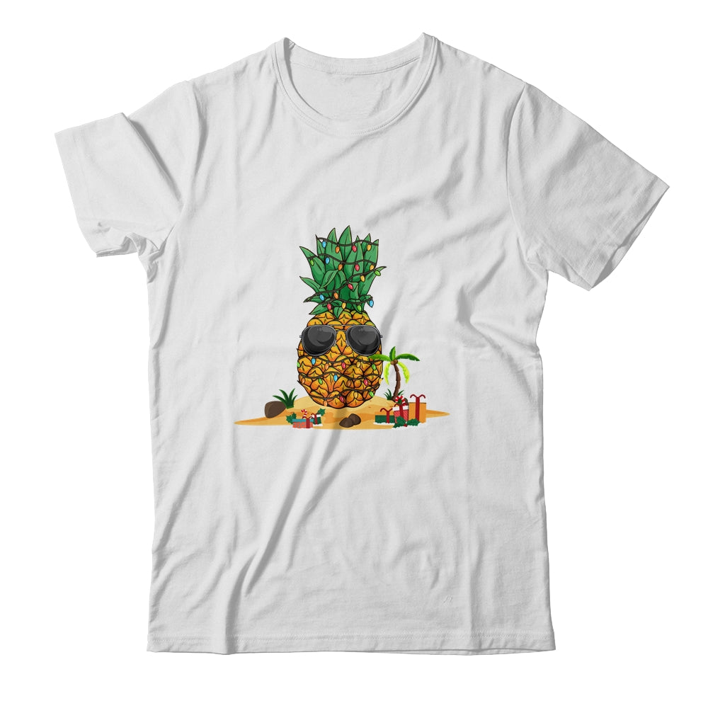 Funny Pineapple Hawaiian Hawaii Christmas Tree Lights Xmas Shirt & Sweatshirt | siriusteestore
