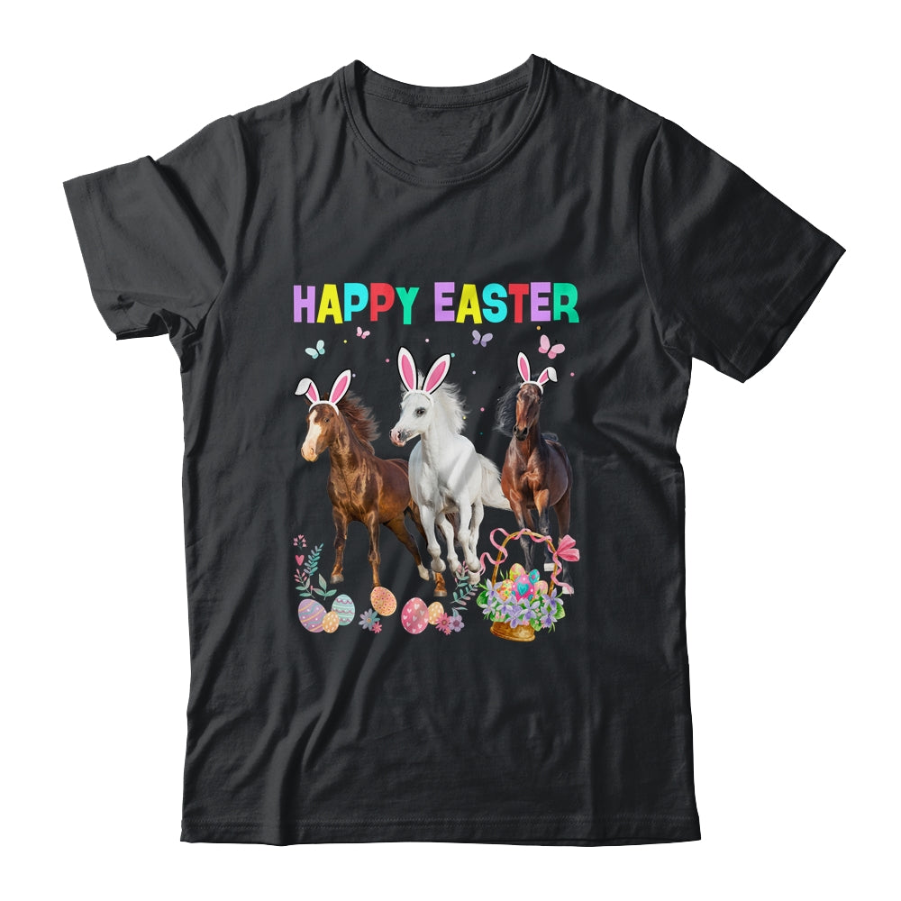 Happy Easter Horse Lover Three Horse Wearing Bunny Ear Shirt & Tank Top | siriusteestore