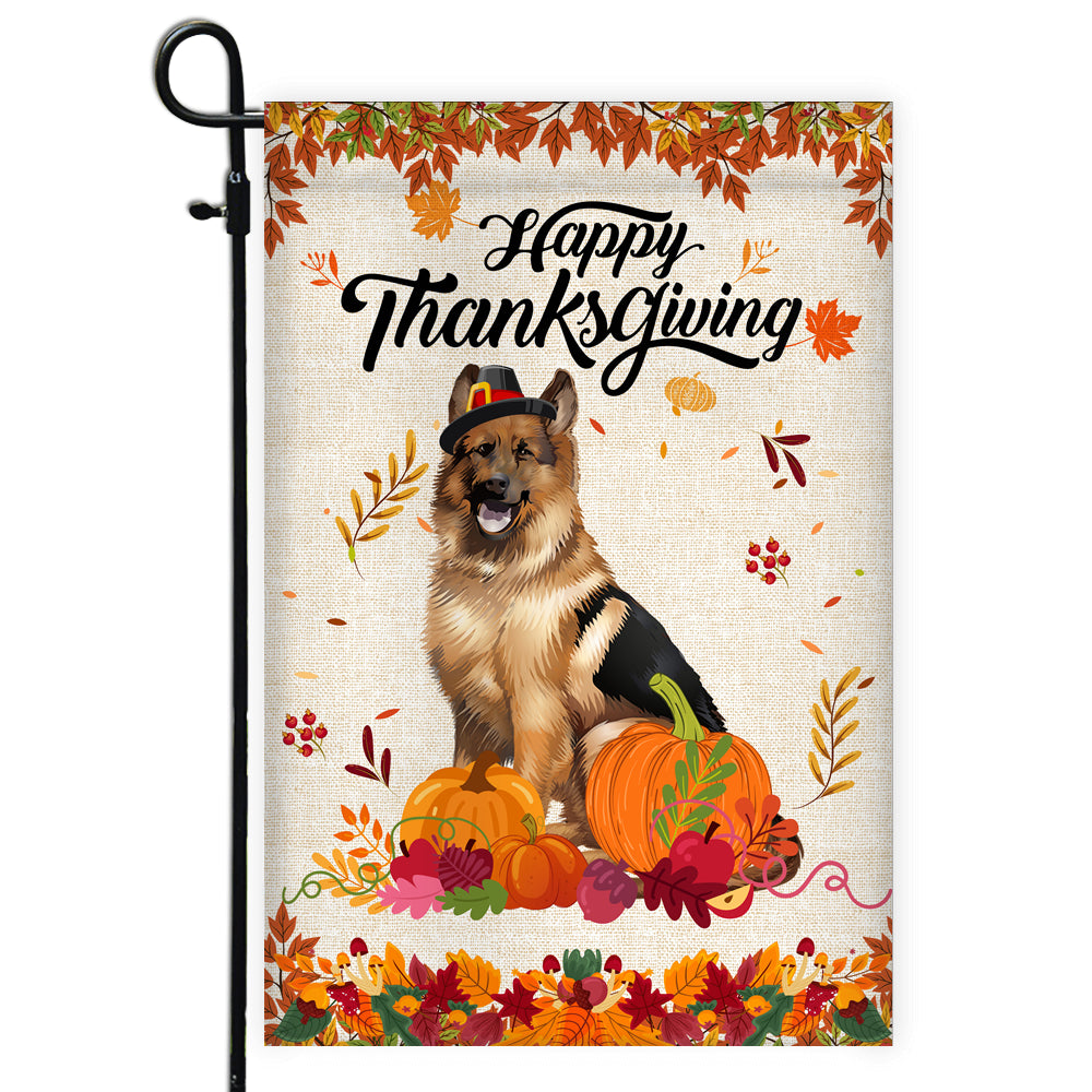 Happy Thanksgiving Funny German Shepherd Flag Fall Pumpkin Farmhouse Autumn Thanksgiving | siriusteestore