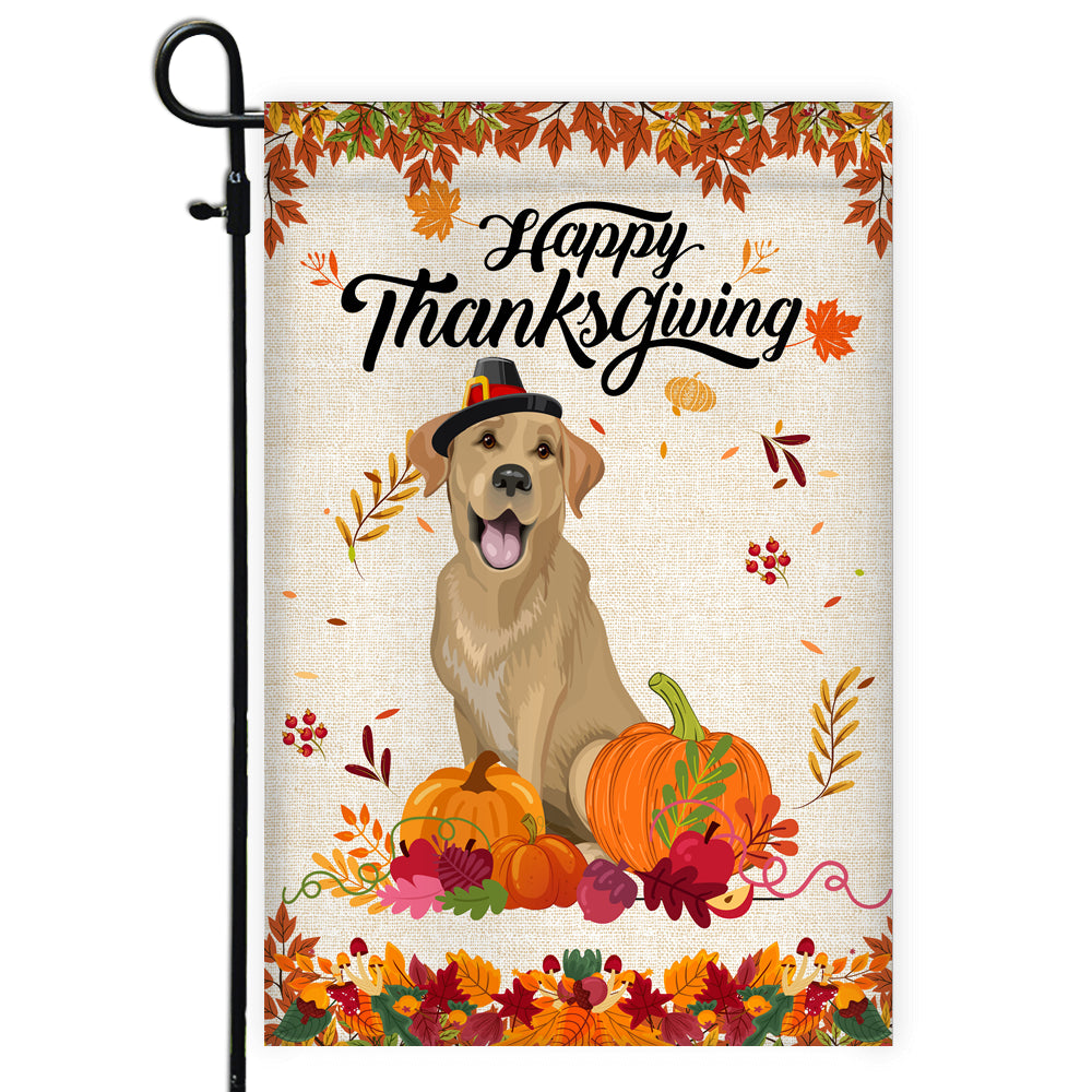 Happy Thanksgiving Funny Labrador Flag Fall Pumpkin Farmhouse Autumn Thanksgiving | siriusteestore