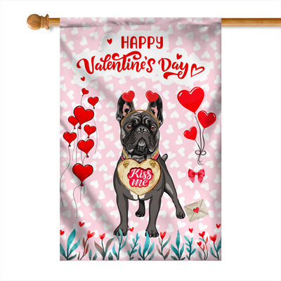 Happy Valentine's Day French Bulldog Flag Dogs Funny French Bulldog Heart Balloon | siriusteestore