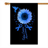 Hummingbird Sunflower Colon Cancer Awareness Flag Blue Ribbon | siriusteestore