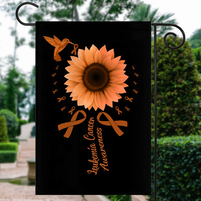 Hummingbird Sunflower Leukemia Cancer Awareness Flag Orange Ribbon | siriusteestore
