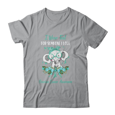 I Wear Teal For Ovarian Cancer Awareness Ribbon Elephant Shirt & Hoodie | siriusteestore