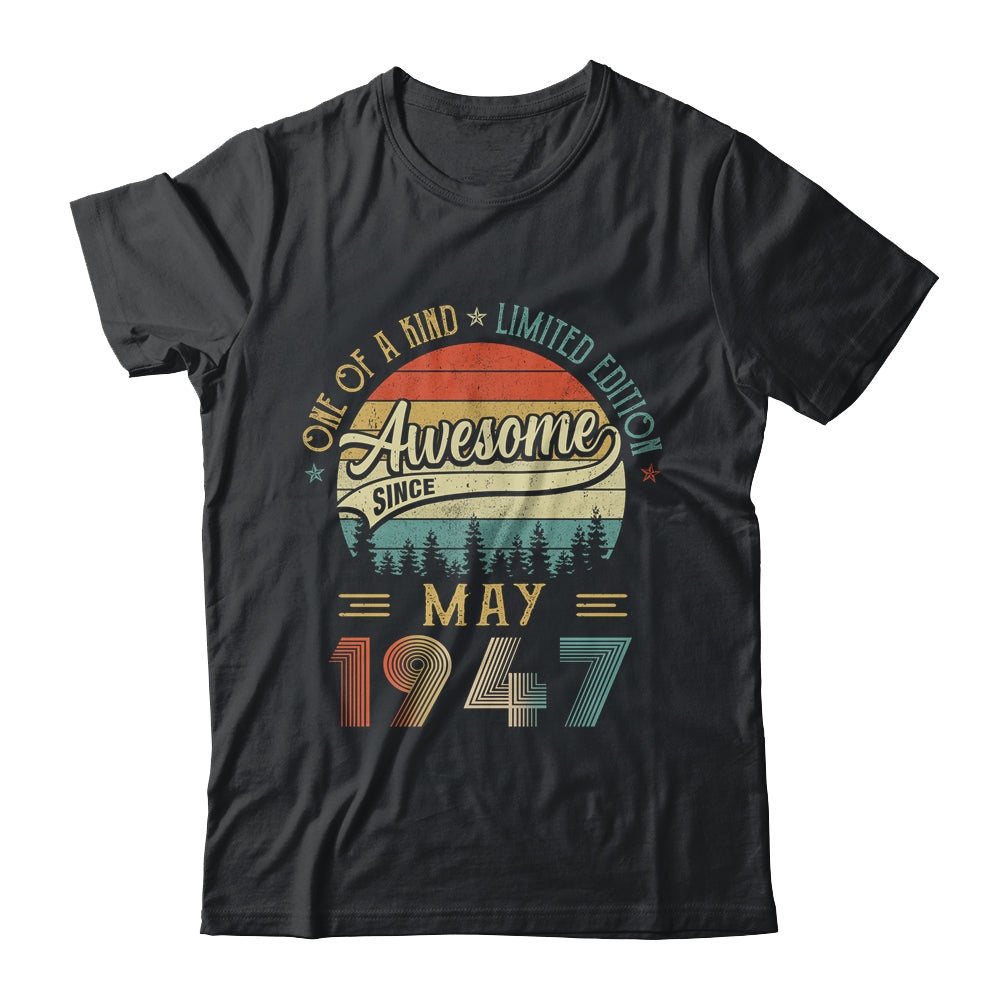 May 1947 Vintage 75 Years Old Retro 75th Birthday Shirt & Hoodie | siriusteestore