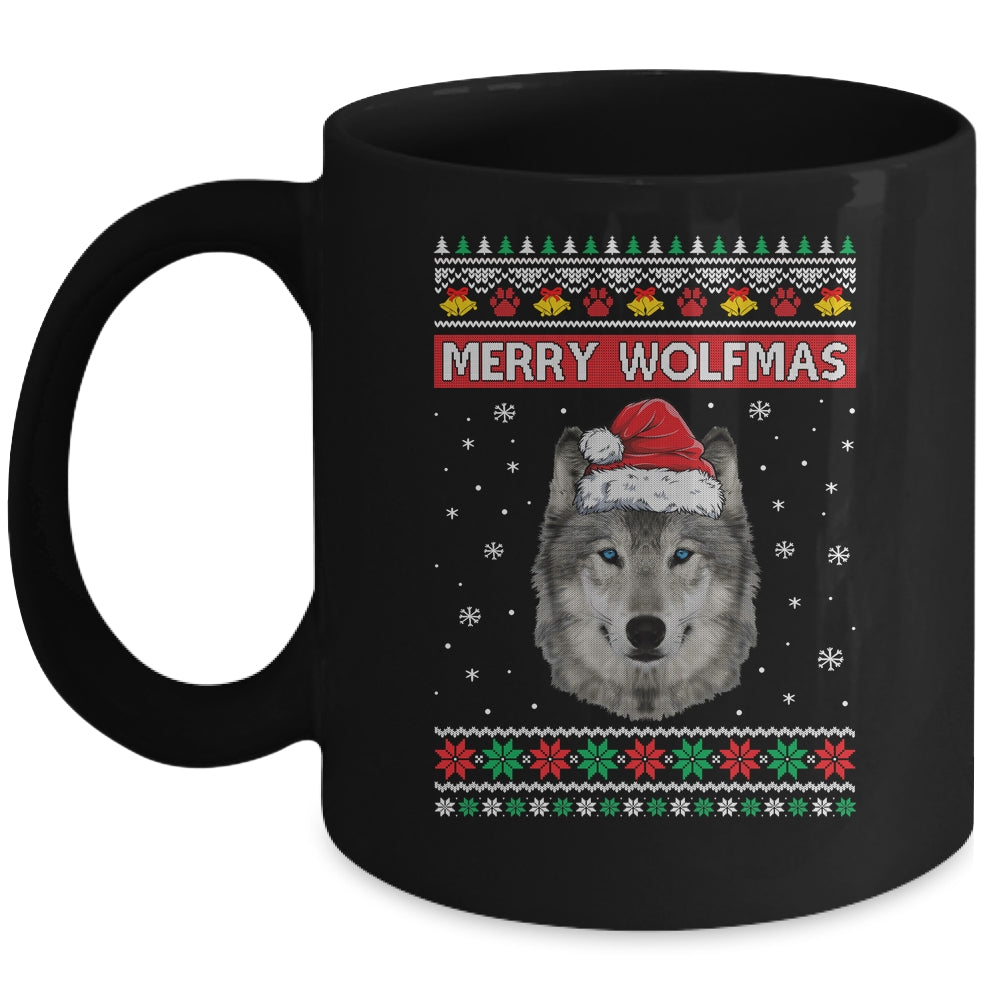 Merry Wolfmas Merry Christmas Ugly Wolf Funny Xmas Mug | siriusteestore