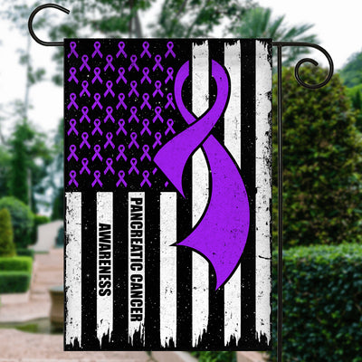Pancreatic Cancer Awareness America Flag Purple Ribbon | siriusteestore