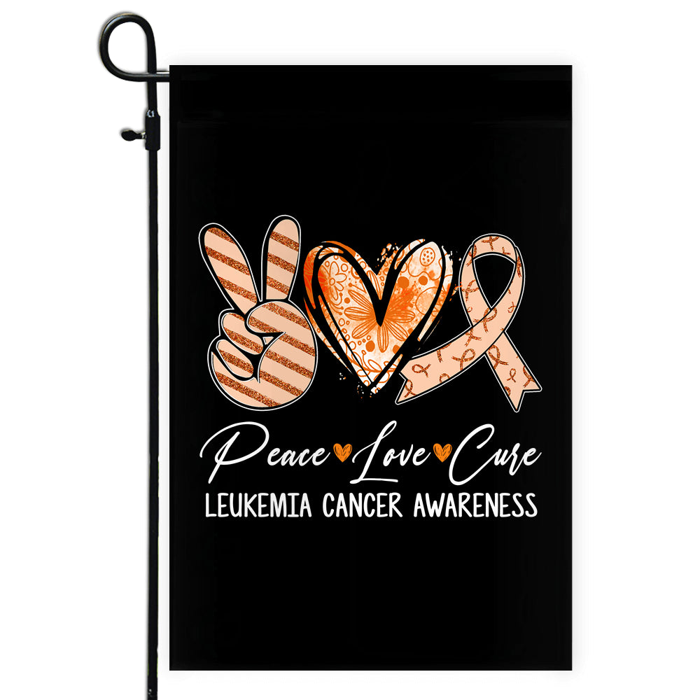 Peace Love Cure Orange Ribbon Leukemia Cancer Awareness Flag | siriusteestore