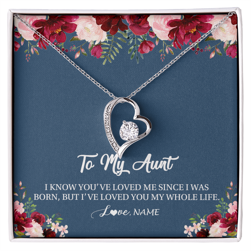 Forever Love Necklace | Personalized Aunt Necklace From Niece Nephew I've Loved You My Whole Life Floral Aunt Birthday Mothers Day Christmas Customized Message Card | siriusteestore