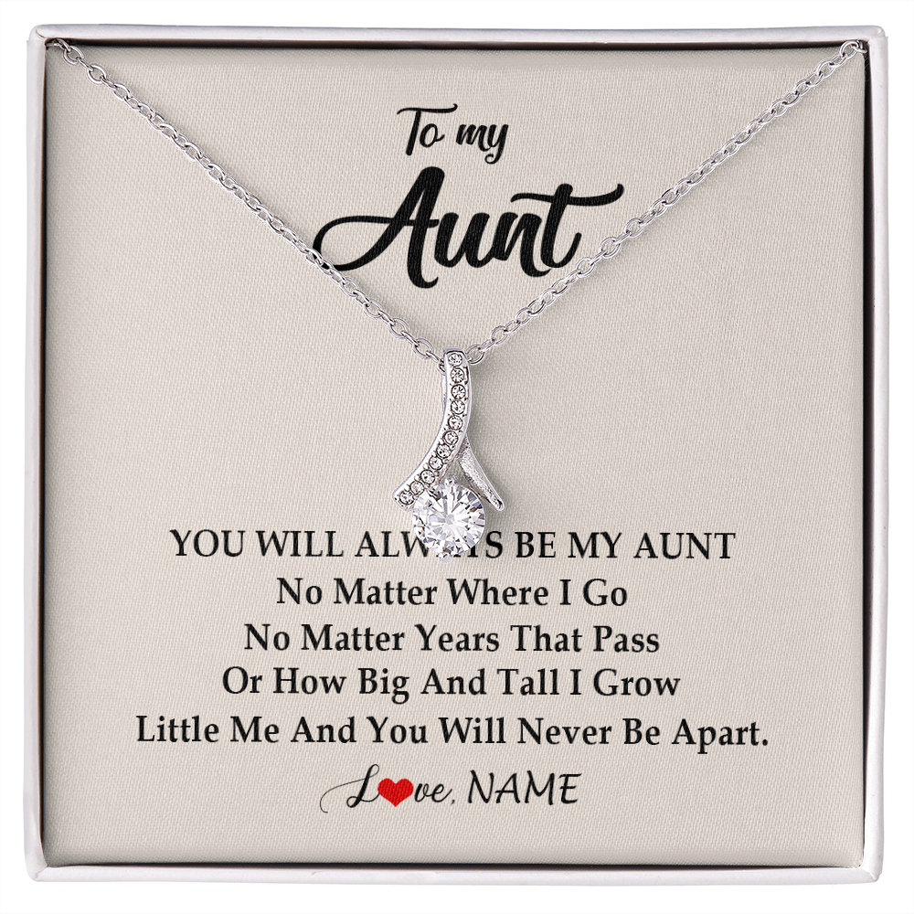 Alluring Beauty Necklace | Personalized Aunt Necklace From Niece Nephew You Will Always Be My Aunt Birthday Mothers Day Christmas Customized Gift Box Message Card | siriusteestore