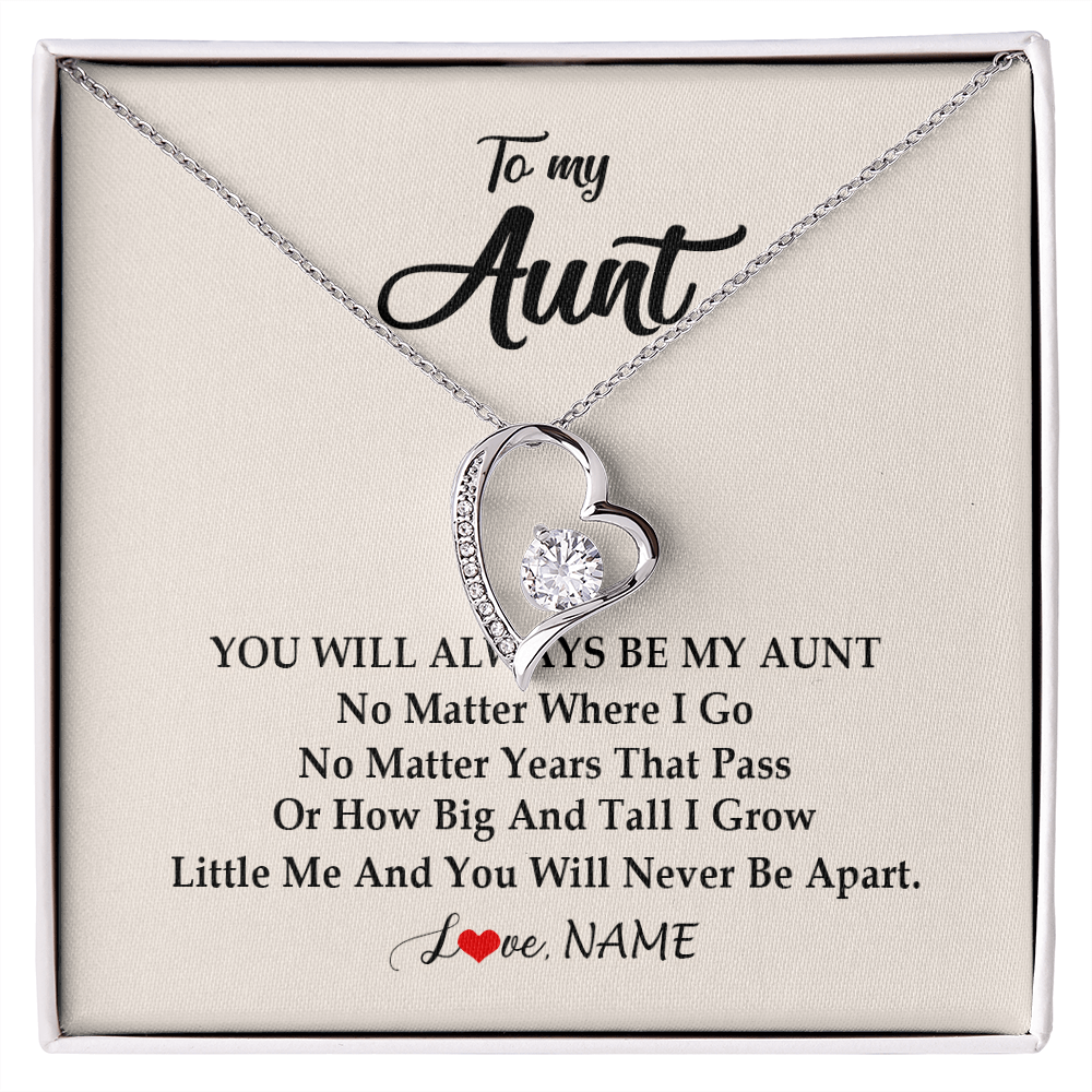 Forever Love Necklace | Personalized Aunt Necklace From Niece Nephew You Will Always Be My Aunt Birthday Mothers Day Christmas Customized Gift Box Message Card | siriusteestore