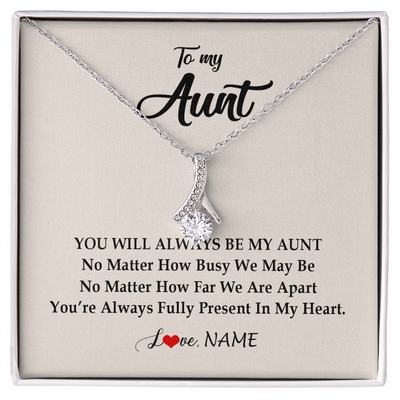 Alluring Beauty Necklace | Personalized Aunt Necklace From Niece Nephew You're Always In My Heart Aunt Birthday Mothers Day Christmas Jewelry Pendant Customized Gift Box Message Card | siriusteestore
