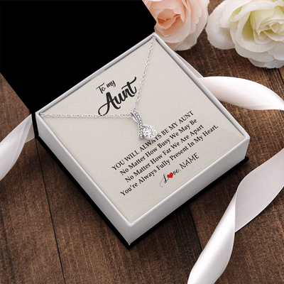 Alluring Beauty Necklace | Personalized Aunt Necklace From Niece Nephew You're Always In My Heart Aunt Birthday Mothers Day Christmas Jewelry Pendant Customized Gift Box Message Card | siriusteestore