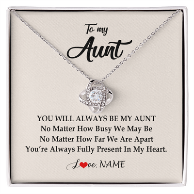 Love Knot Necklace | Personalized Aunt Necklace From Niece Nephew You're Always In My Heart Aunt Birthday Mothers Day Christmas Jewelry Pendant Customized Gift Box Message Card | siriusteestore