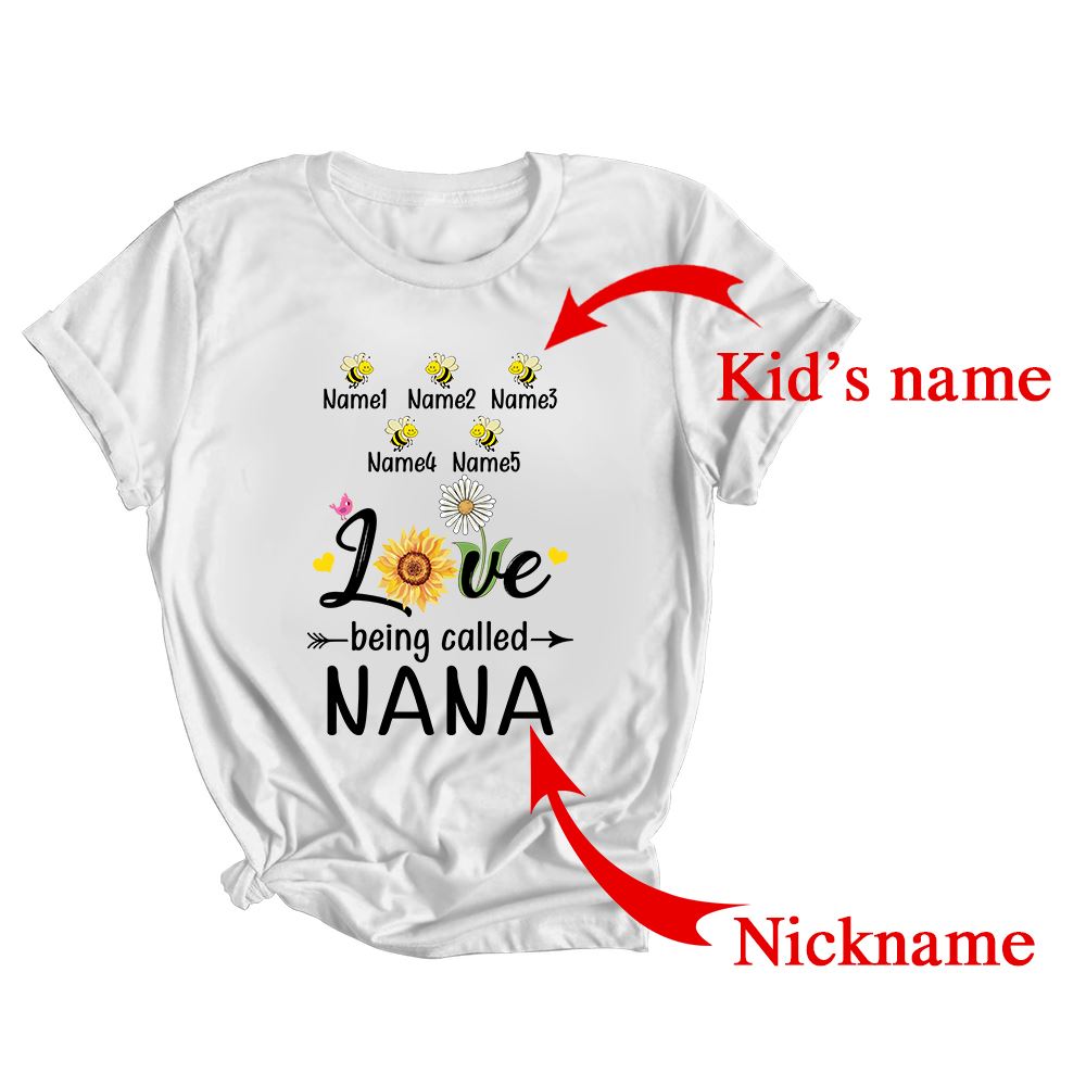 Personalized Being Called Nana Custom With Grandkids Name Sunflower Mothers Day Birthday Christmas Shirt & Tank Top | Custom | siriusteestore