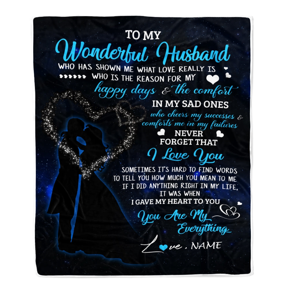 Personalized Custom Name To My Husband Blanket From Wife You Are My Everything Husband Birthday Christmas Wedding Anniversary Bed Quilt Fleece Throw Blanket | siriusteestore