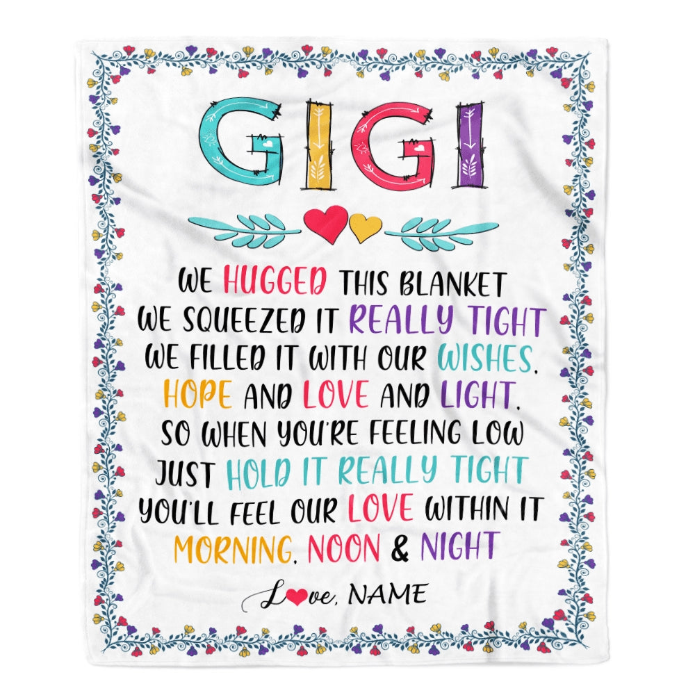Personalized Gigi Blanket From Grandkids We Hugged This Blanket Gigi Birthday Mothers Day Christmas Customized Fleece Blanket | siriusteestore