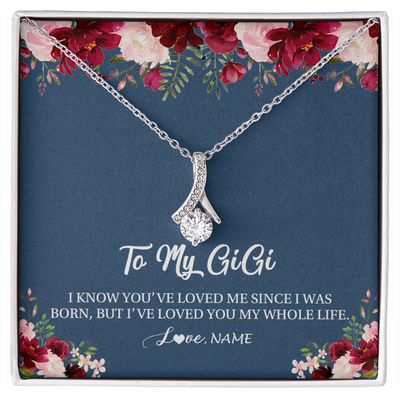 Alluring Beauty Necklace | Personalized Gigi Necklace From Grandkids Granddaughter Grandson I've Loved You My Whole Life Floral Gigi Birthday Mothers Day Christmas Customized Message Card | siriusteestore