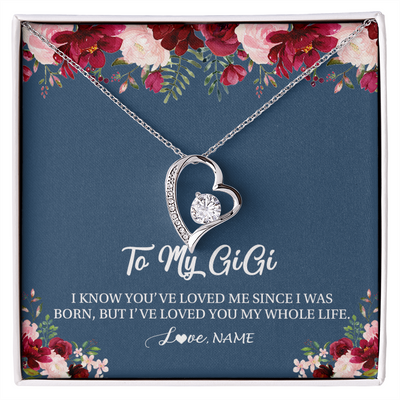 Forever Love Necklace | Personalized Gigi Necklace From Grandkids Granddaughter Grandson I've Loved You My Whole Life Floral Gigi Birthday Mothers Day Christmas Customized Message Card | siriusteestore