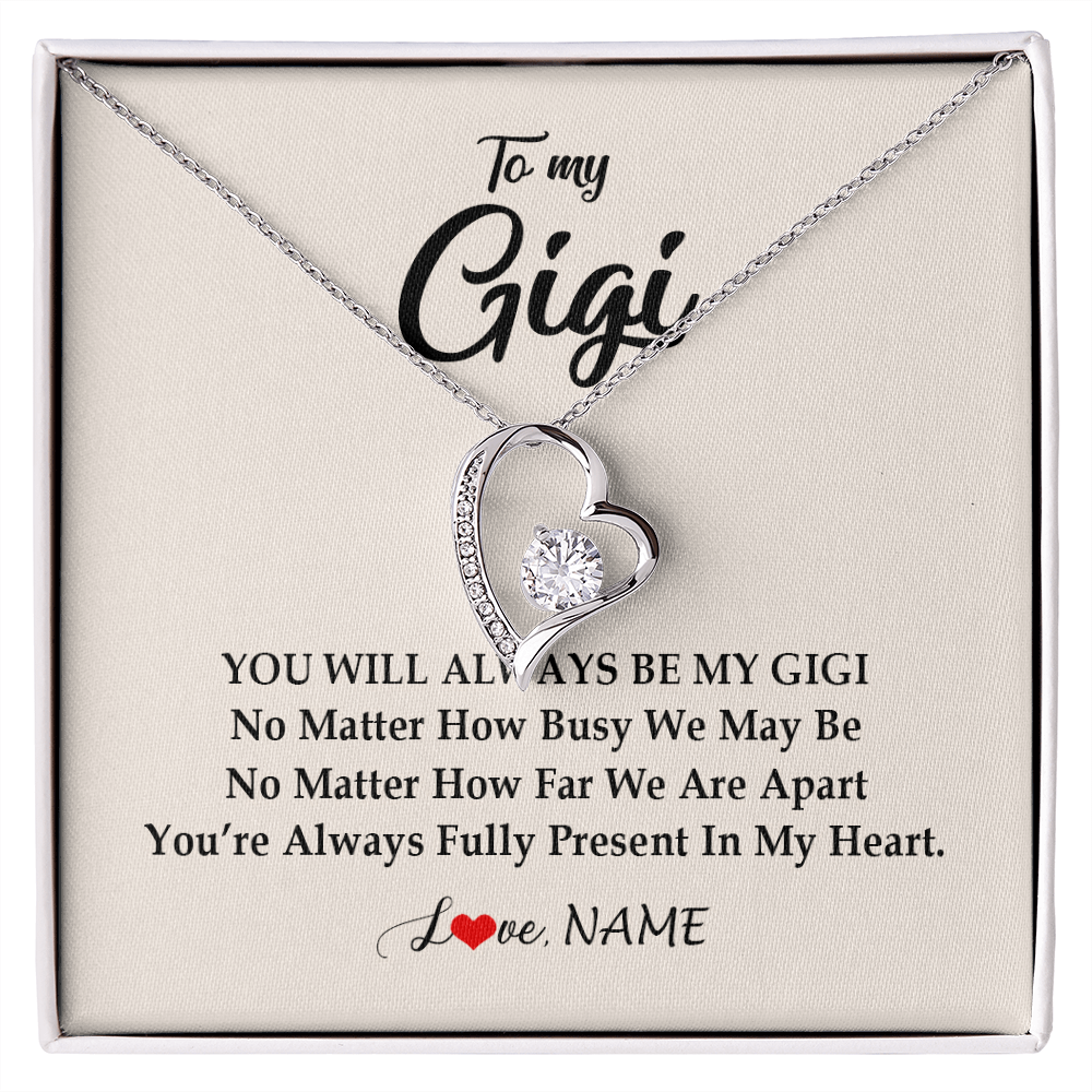 Forever Love Necklace | Personalized Gigi Necklace From Grandkids Granddaughter Grandson You're Always In My Heart Gigi Birthday Mothers Day Christmas Customized Gift Box Message Card | siriusteestore