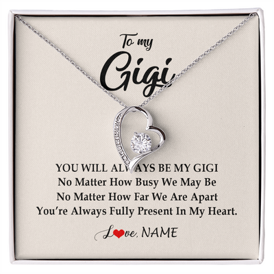 Forever Love Necklace | Personalized Gigi Necklace From Grandkids Granddaughter Grandson You're Always In My Heart Gigi Birthday Mothers Day Christmas Customized Gift Box Message Card | siriusteestore