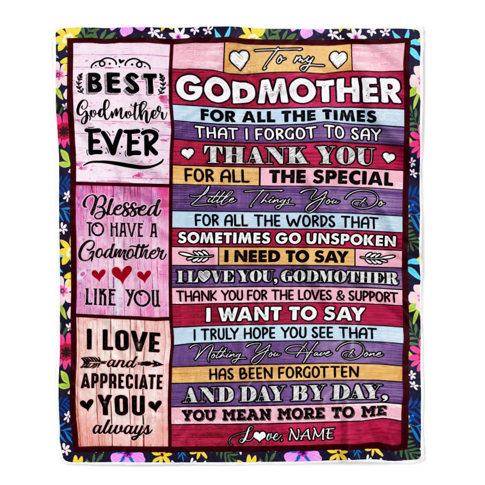 Personalized Godmother Blanket From Niece Nephew Thank You For The Love Godmother Mothers Day Birthday Christmas Customized Bed Fleece Throw Blanket | siriusteestore