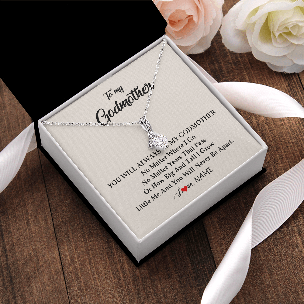 Alluring Beauty Necklace | Personalized Godmother Necklace From Goddaughter Niece You Will Always Be My Godmother Birthday Mothers Day Christmas Customized Gift Box Message Card | siriusteestore