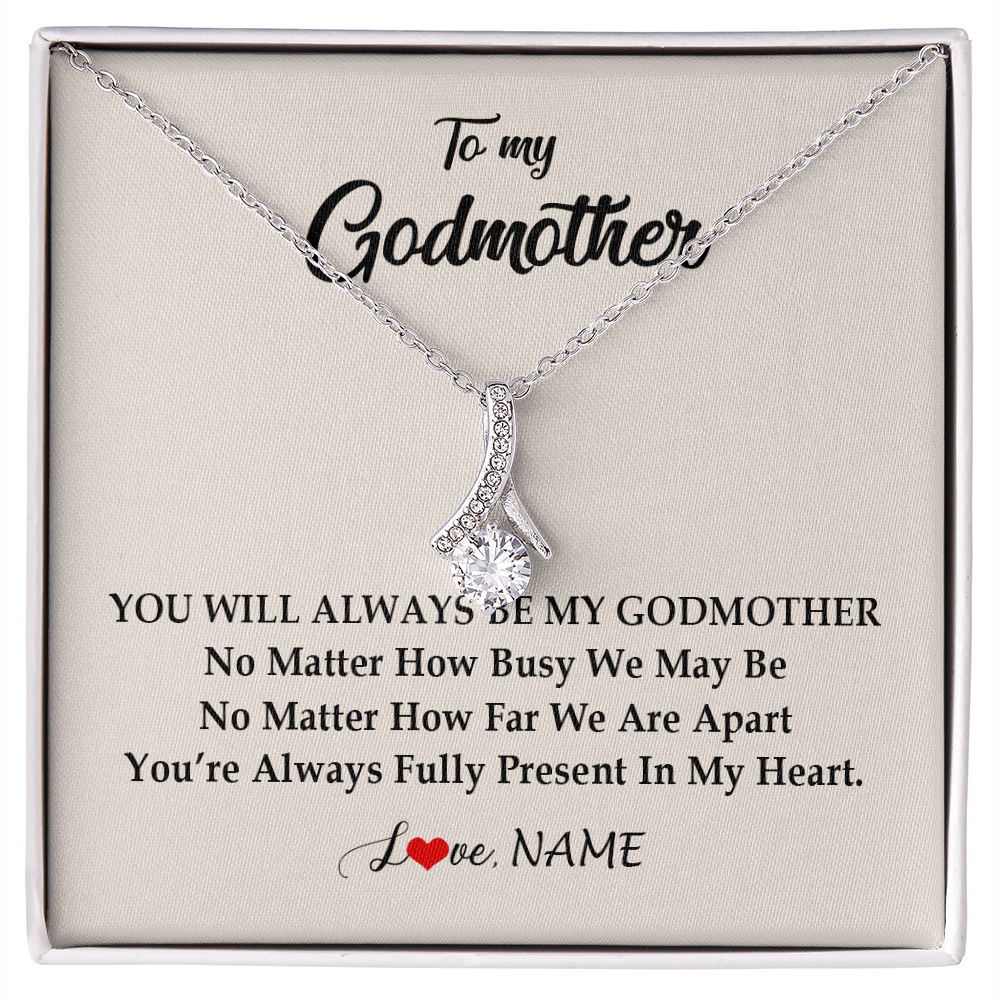 Alluring Beauty Necklace | Personalized Godmother Necklace From Goddaughter Niece You're Always In My Heart Godmother Birthday Mothers Day Christmas Customized Gift Box Message Card | siriusteestore