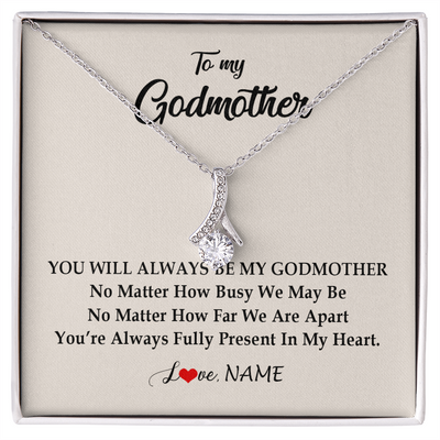 Alluring Beauty Necklace | Personalized Godmother Necklace From Goddaughter Niece You're Always In My Heart Godmother Birthday Mothers Day Christmas Customized Gift Box Message Card | siriusteestore