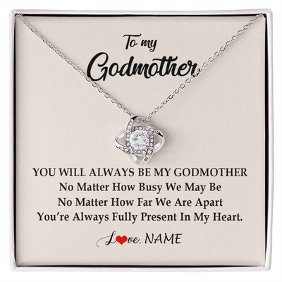 Love Knot Necklace | Personalized Godmother Necklace From Goddaughter Niece You're Always In My Heart Godmother Birthday Mothers Day Christmas Customized Gift Box Message Card | siriusteestore