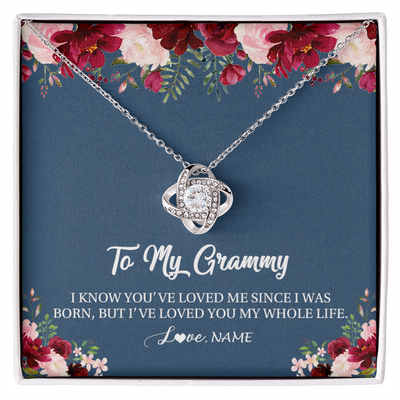 Love Knot Necklace | Personalized Grammy Necklace From Grandkids Granddaughter Grandson I've Loved You My Whole Life Floral Grammy Birthday Mothers Day Christmas Customized Message Card | siriusteestore