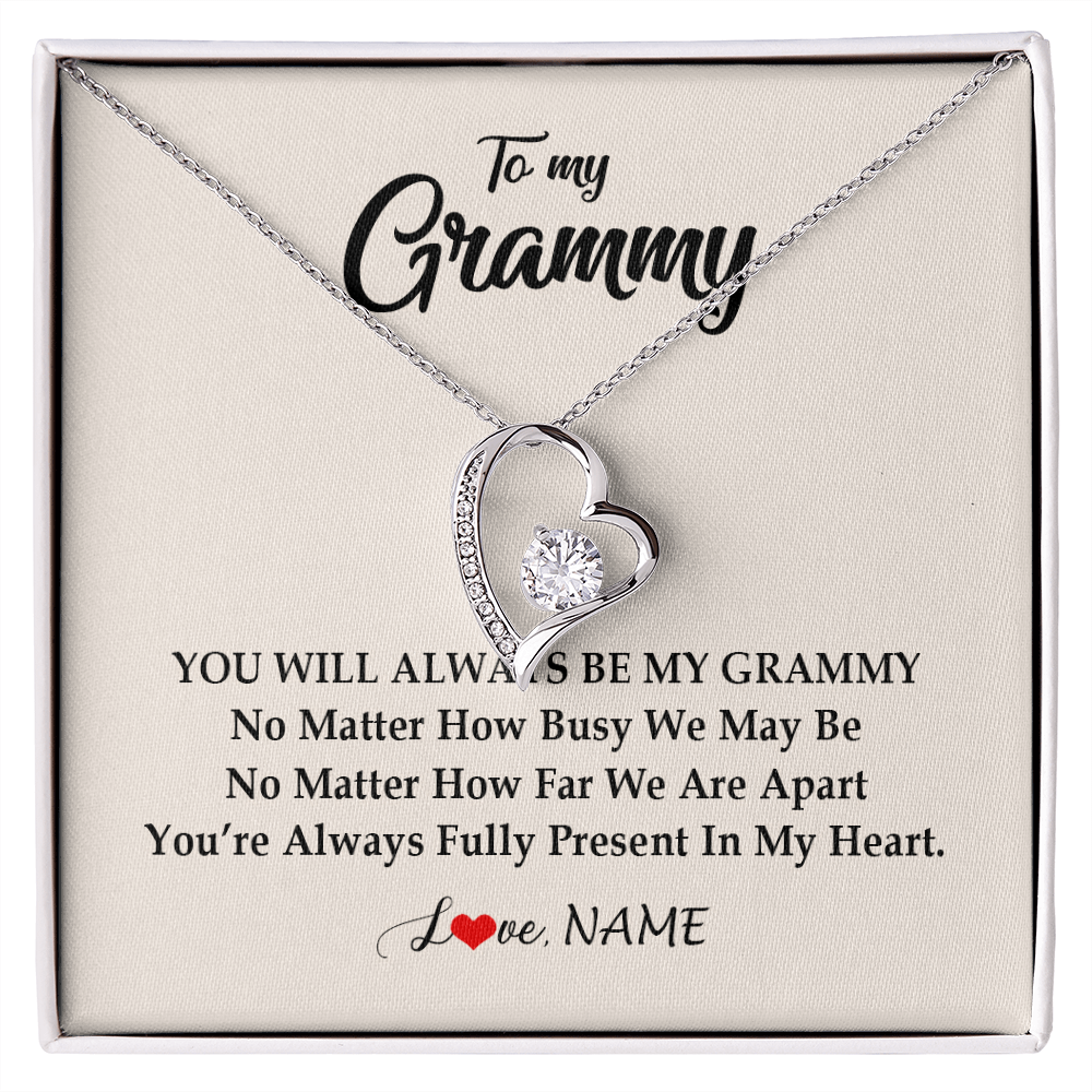 Forever Love Necklace | Personalized Grammy Necklace From Grandkids Granddaughter Grandson You're Always In My Heart Grammy Birthday Mothers Day Customized Gift Box Message Card | siriusteestore