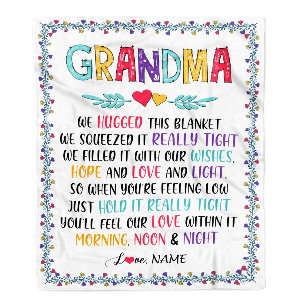 Personalized Grandma Blanket From Grandkids We Hugged This Blanket Grandma Birthday Mothers Day Christmas Customized Fleece Blanket | siriusteestore