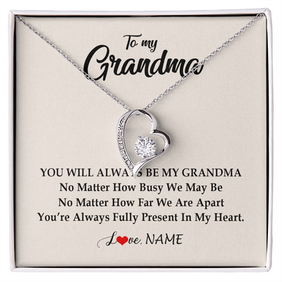 Forever Love Necklace | Personalized Grandma Necklace From Grandkids Granddaughter Grandson You're Always In My Heart Grandma Birthday Mothers Day Customized Gift Box Message Card | siriusteestore